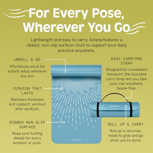 1" Thick Non Slip Yoga Mat with Nylon Carry Strap I947992