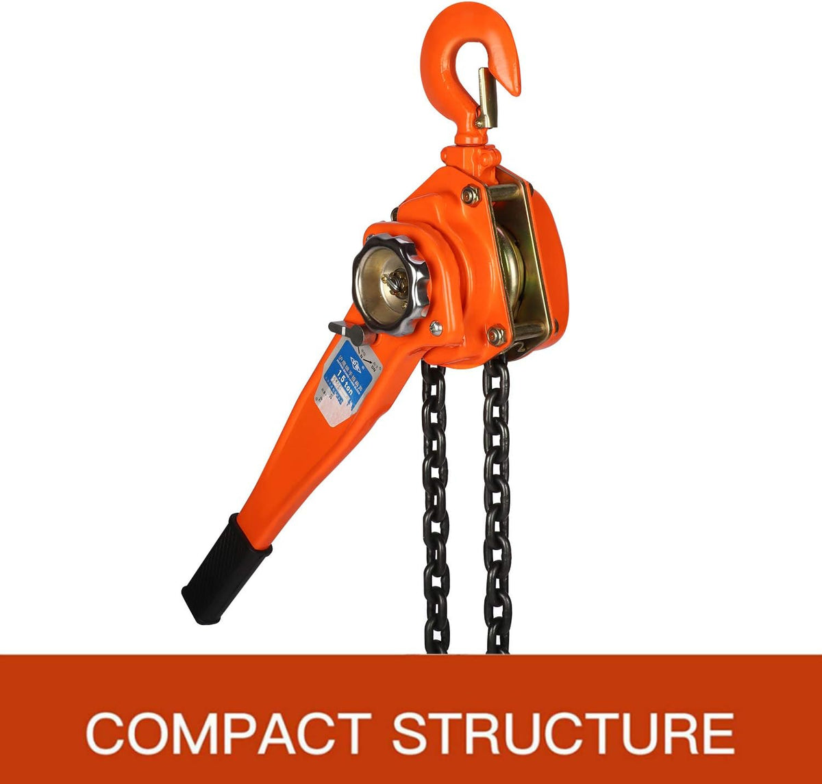 1-1/2 Ton Manual Lift Lever Block Chain Hoist, 20 feet Ratchet Chain Hoist Puller X77827