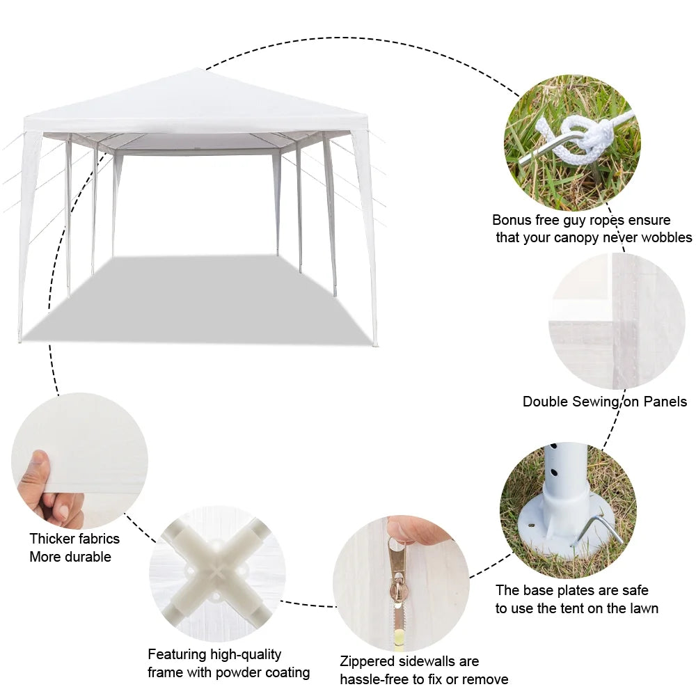 10' x 30' Waterproof Folding Canopy Tent with 5 Removable Sidewalls A6304