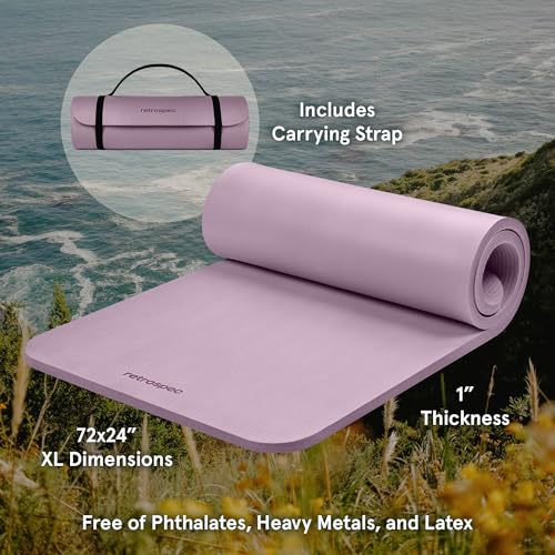 1" Thick Non Slip Yoga Mat with Nylon Carry Strap I947992