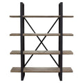 73 in. 4-Tiered Rustic Oak Shelf Unit with Iron Frame C5612