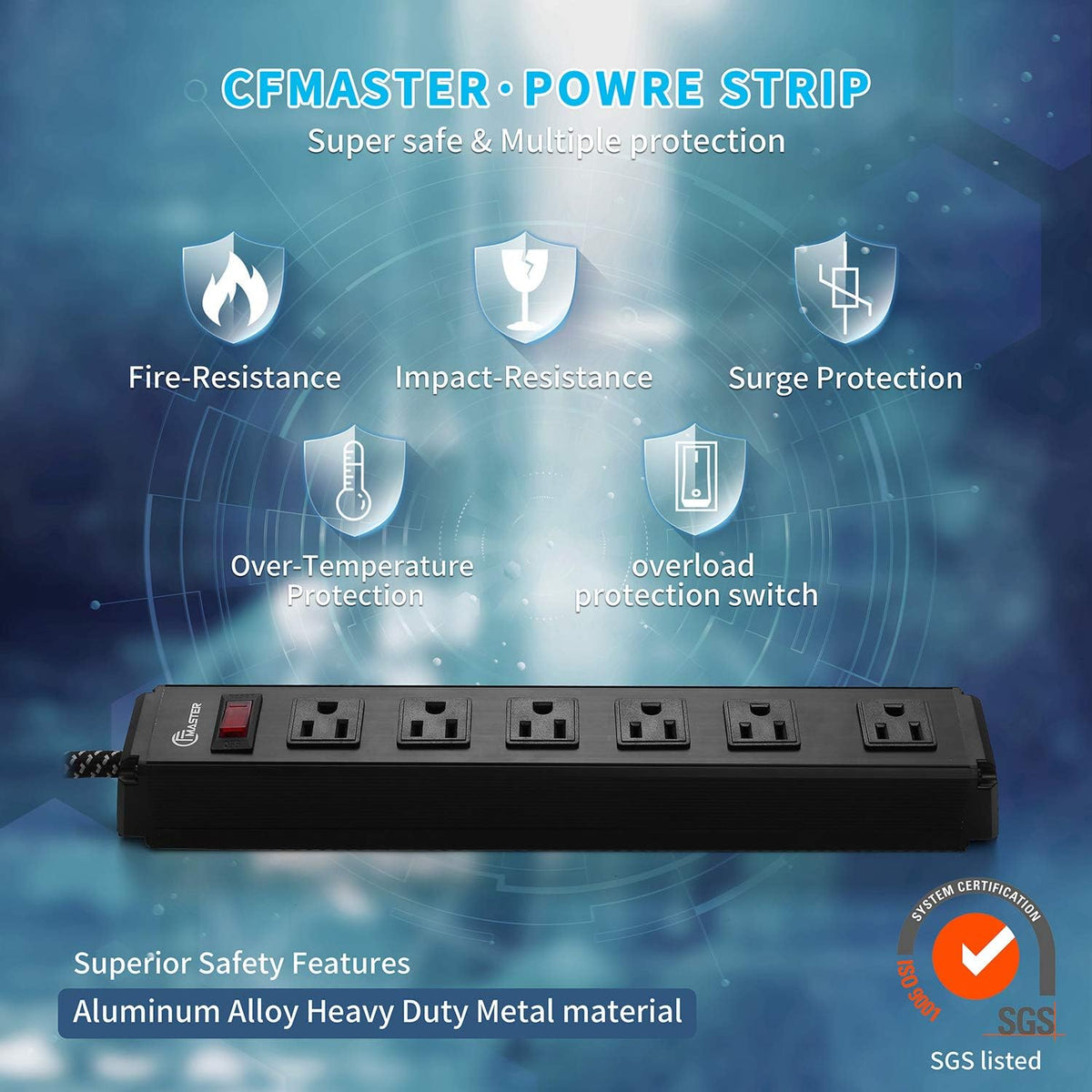 12 Outlet 2 Pack Heavy Duty Power Strip with 6 feet Extension Cord G511