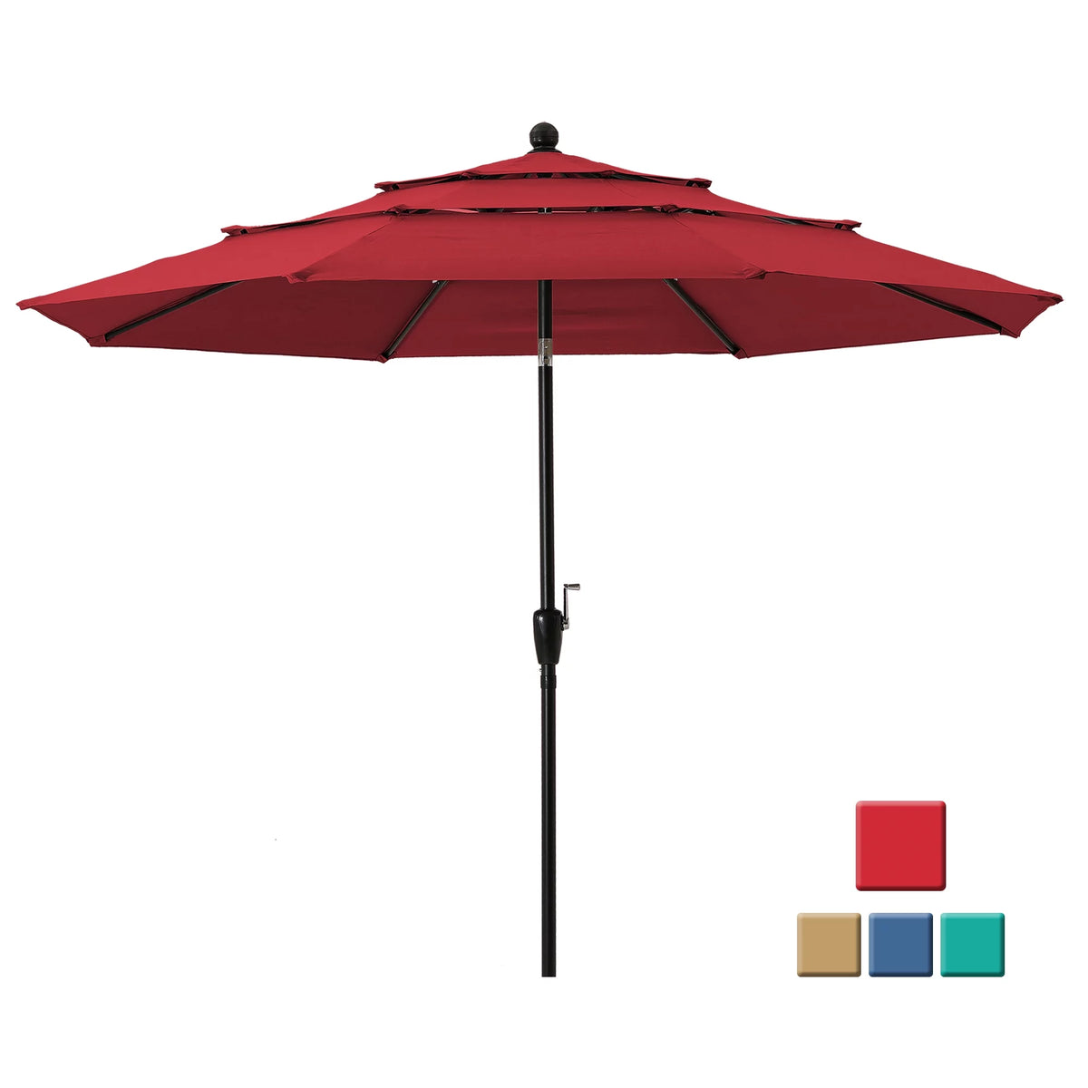 10 Ft 3 Tier Double Vented Patio Umbrella with Crank D807607
