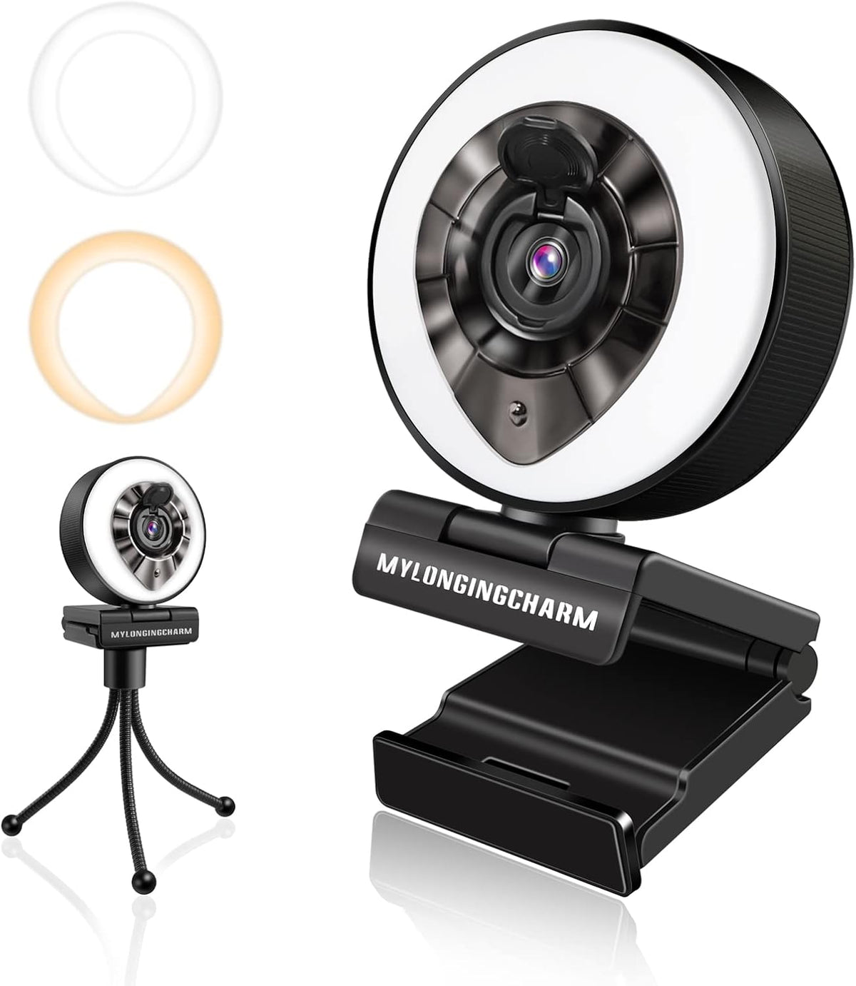 1080P Auto-Focus Webcam with Ring Light and Microphone W7527