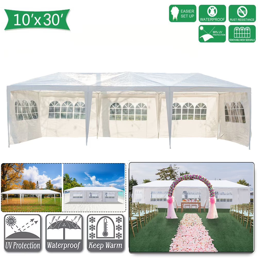 10' x 30' Waterproof Folding Canopy Tent with 5 Removable Sidewalls A6304