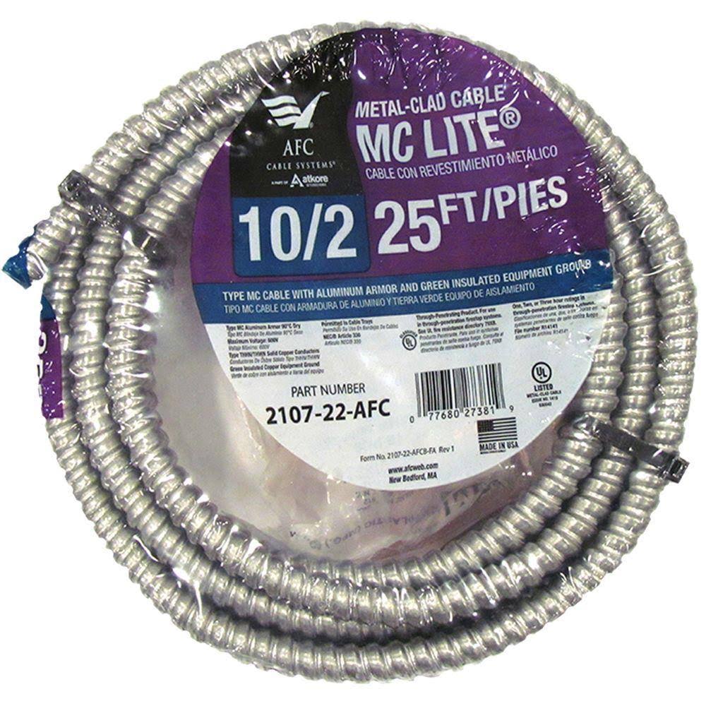 10/2 x 25 ft. Solid MC Lite Cable E80361