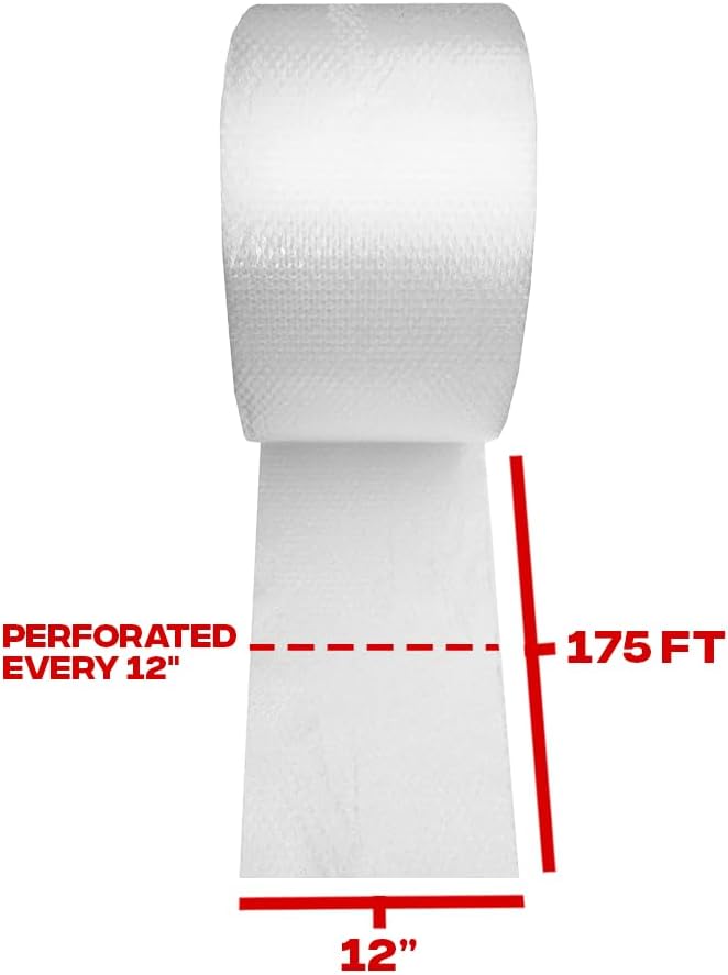 Bubble Cushioning Wrap 3/16" 700 ft. x 12" Perforated Every 12" Small Padding Y82218