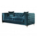 Dark Teal Velvet Loveseat with 2 Pillows K160721