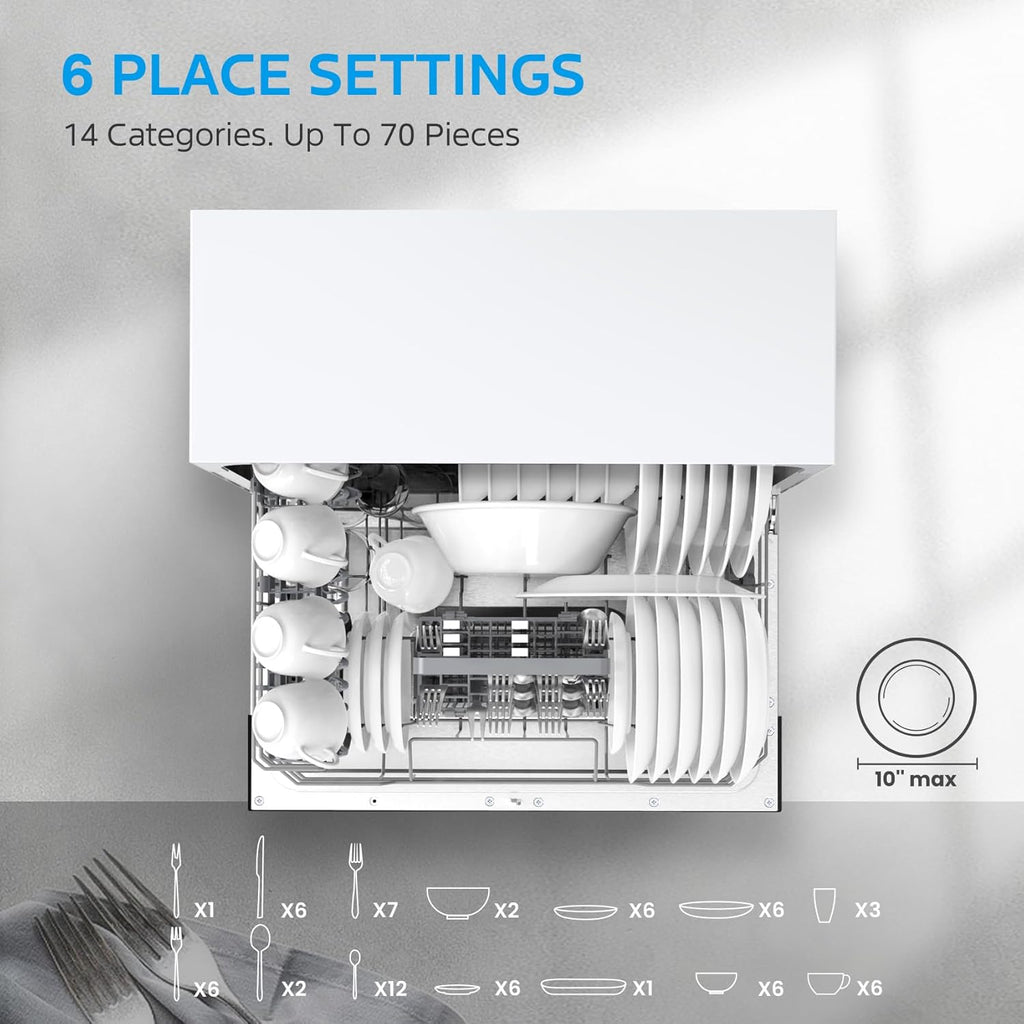 White Portable Dishwasher, 6 Place Settings A849