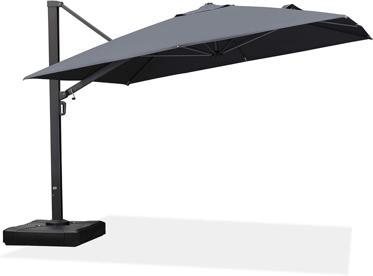 10' X 13' Rectangle Aluminum Cantilever Patio Umbrella with 360-degree Rotation, Grey Y9251