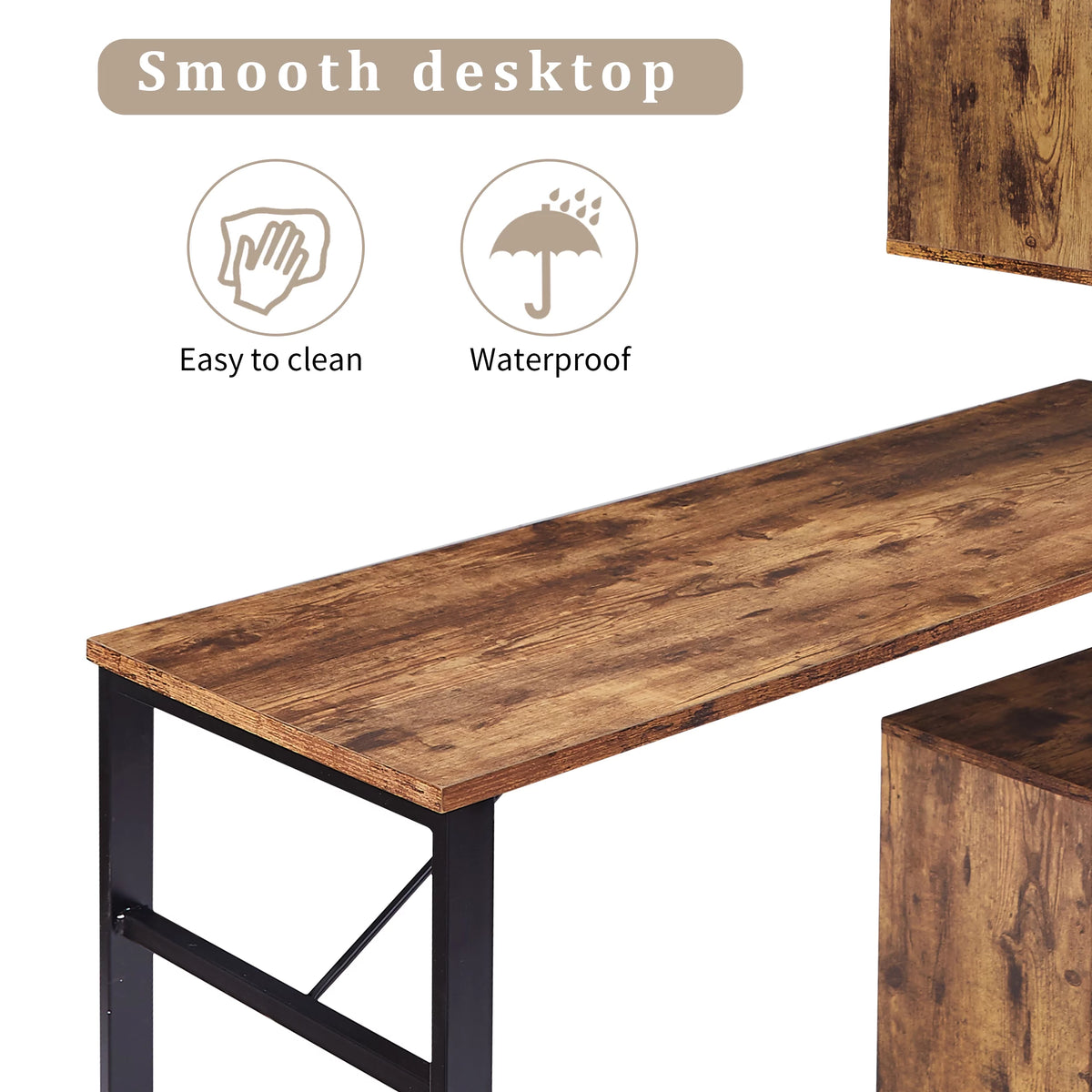 L-Shaped Corner Computer Desk with Bookshelf E249
