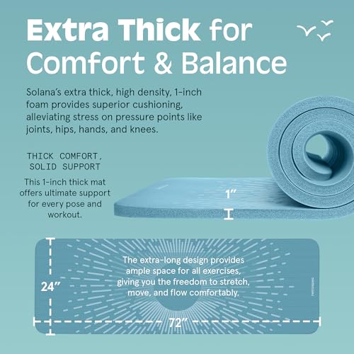 1" Thick Non Slip Yoga Mat with Nylon Carry Strap I947992