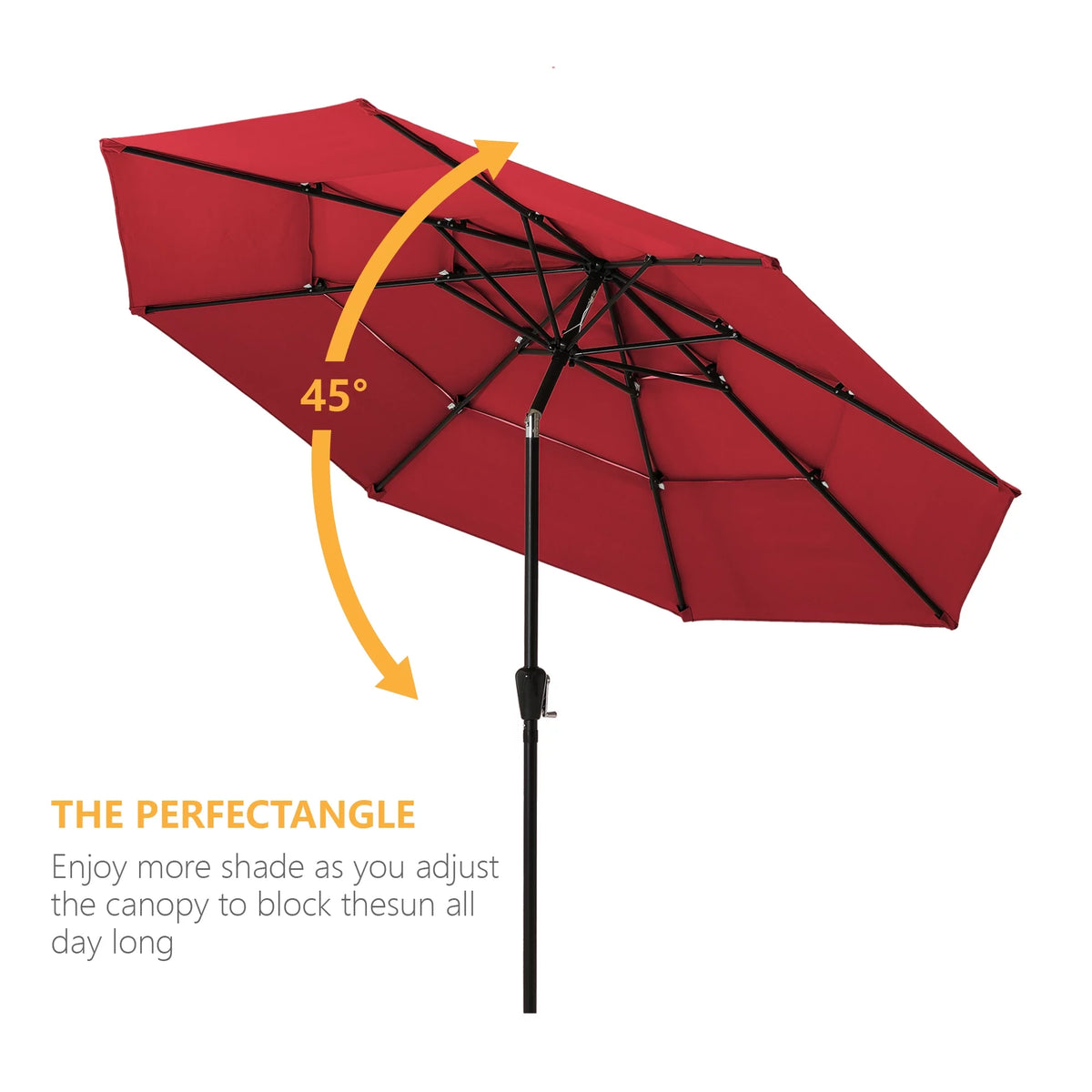 10 Ft 3 Tier Double Vented Patio Umbrella with Crank D807607