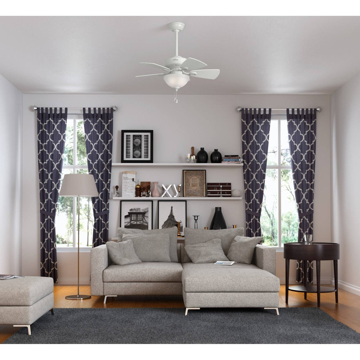 Brushed Nickel Ceiling Fan with Light T694