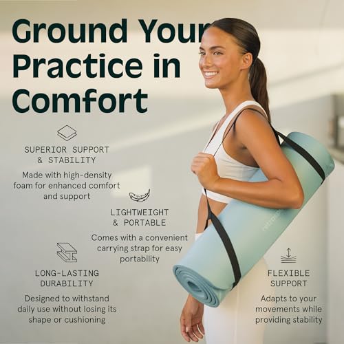 1" Thick Non Slip Yoga Mat with Nylon Carry Strap I947992