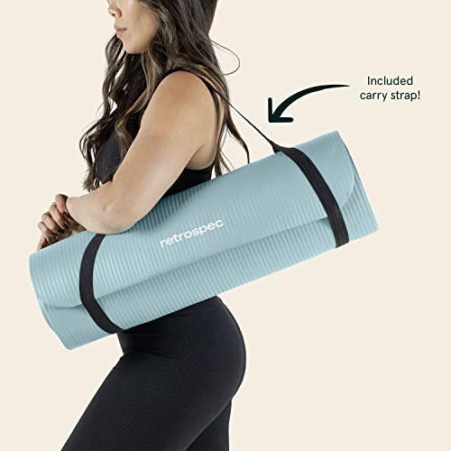 1" Thick Non Slip Yoga Mat with Nylon Carry Strap I947992