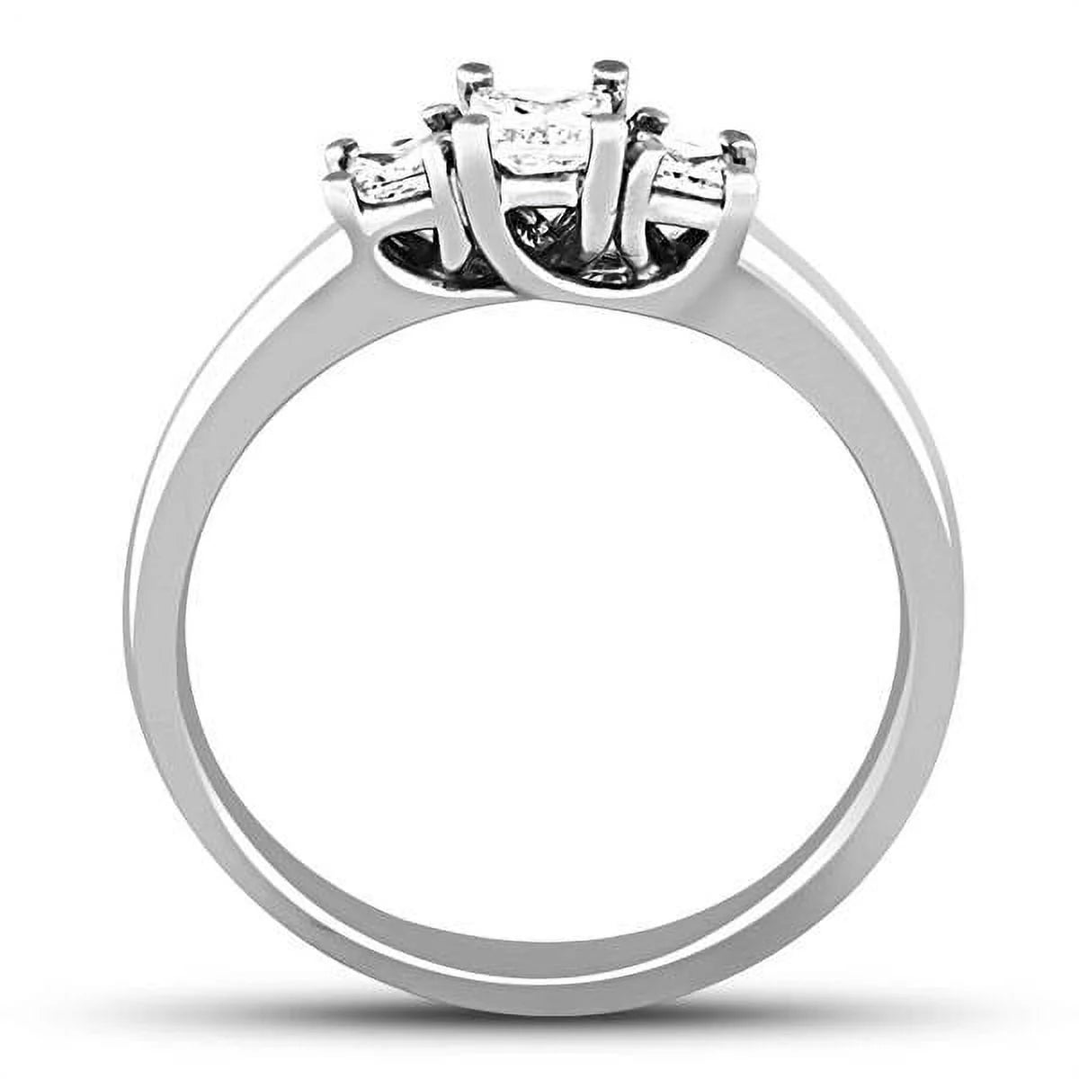 14K White Gold Three Stone Princess Cut Diamond Ring G988
