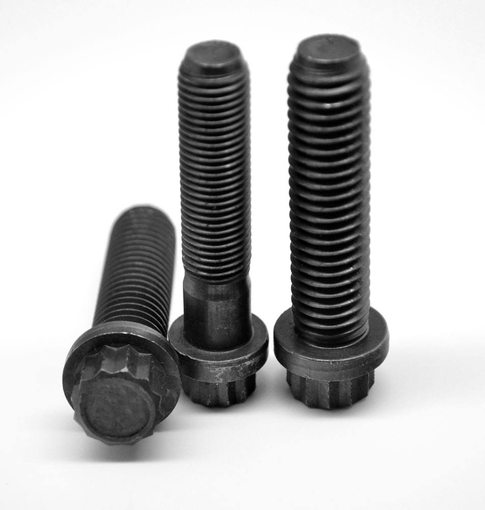 1-14 x 2.5 Fine Threaded 12-Point Flange Screw, Alloy Steel, Thermal Black Oxide, 10 Piece V29971