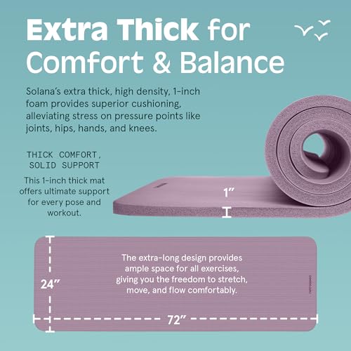 1" Thick Non Slip Yoga Mat with Nylon Carry Strap I947992