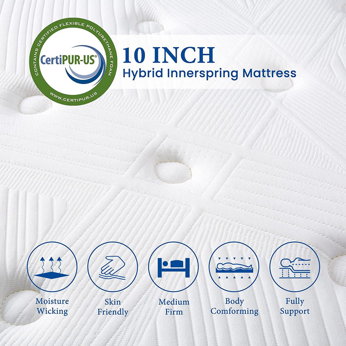 10 Inch Full Size Gel Memory Foam Hybrid Mattress O59405